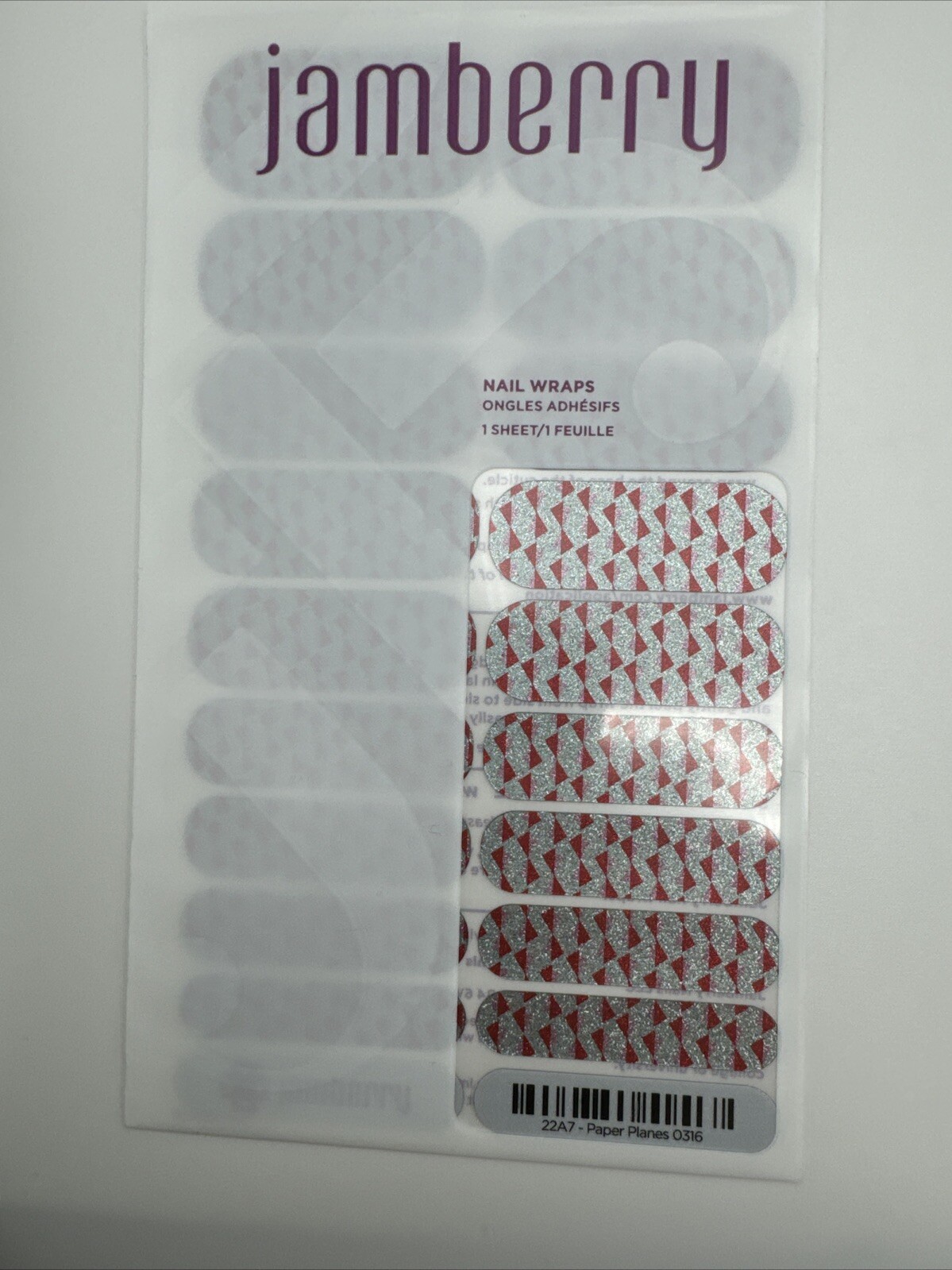 Jamberry Nail Wraps Paper Planes Full Sheet (blue Matte Sparkle Graphic/glitter)