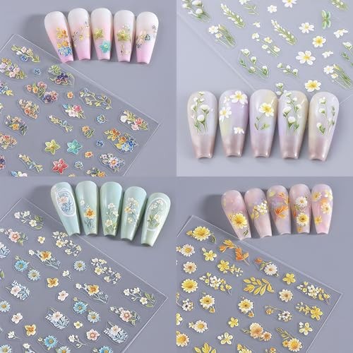 Nail Stickers Colorful Petals Beauty Summer Flowers Leaves Plants Spring Flower