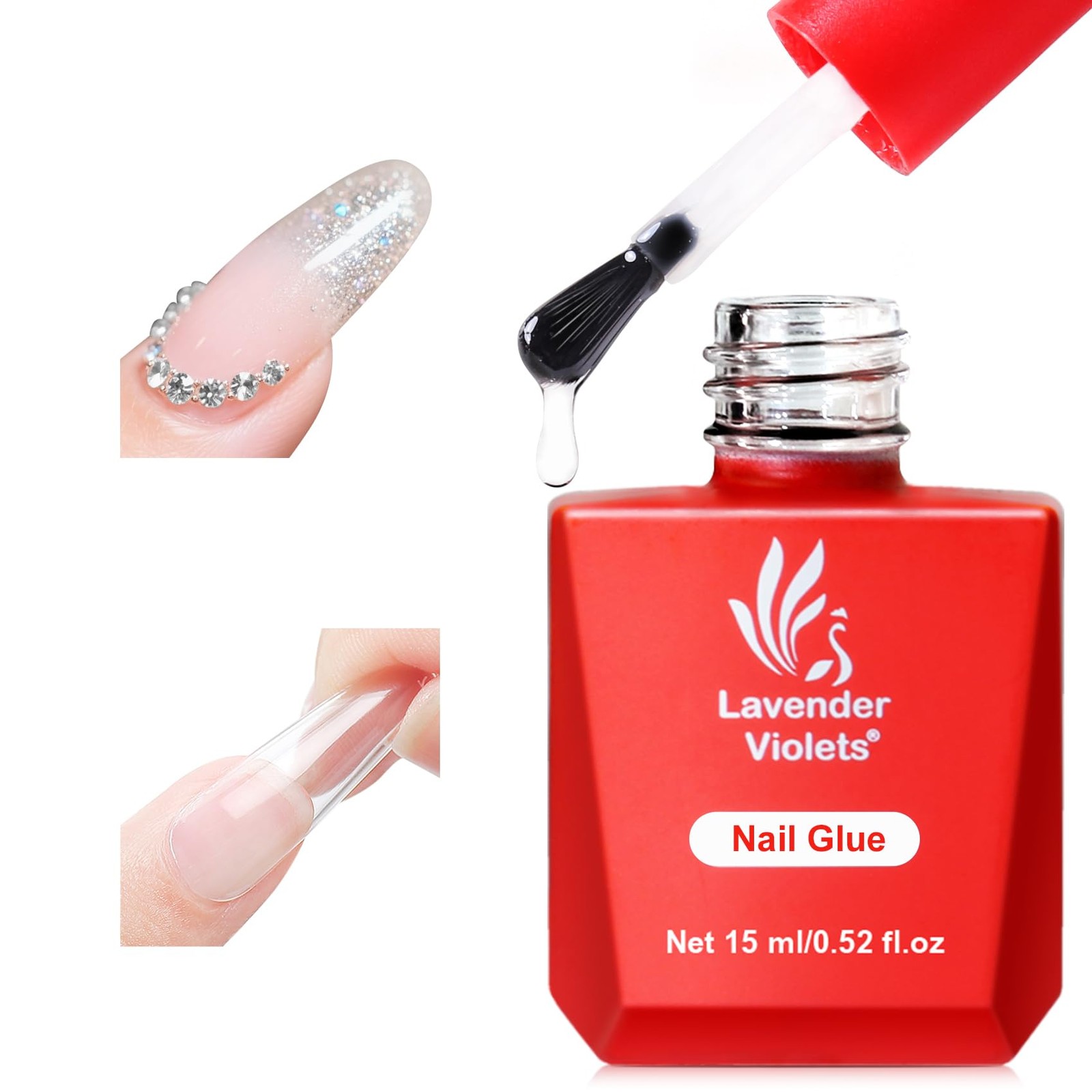 15ml 5 in 1 Nail Glue for Nail Tips and Clear Acrylic Nails Long Lasting, Nee…
