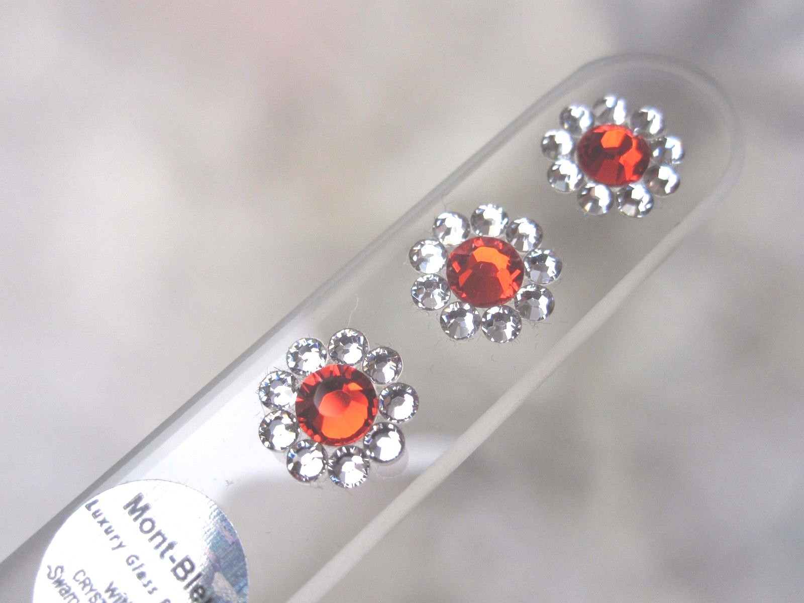 Mont Bleu Czech Crystal Glass Nail File 3 Flower adorned with Swarovski Crystals