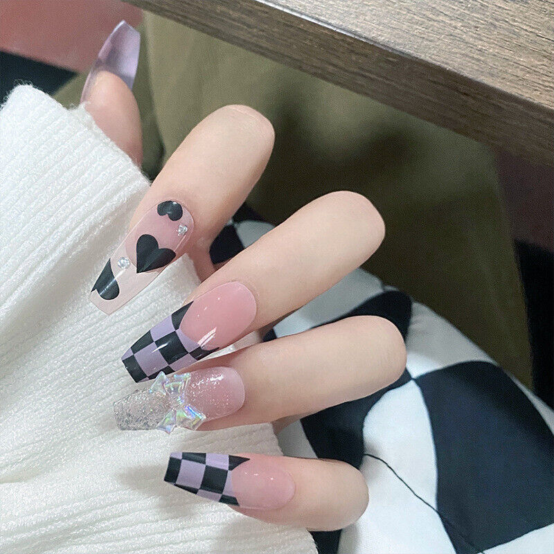 24Pcs / Set Finished Manicure Patch Removable Nail Piece Full Cover Fake Nail