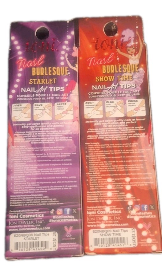 Ioni Nail Burlesque Lot Of 2. 1 Set Round Medium & 1 Set Round Long. New!