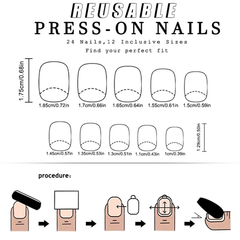 24 Pieces Short Square Press On Nail with Rabbit Designs Acrylic on Nail