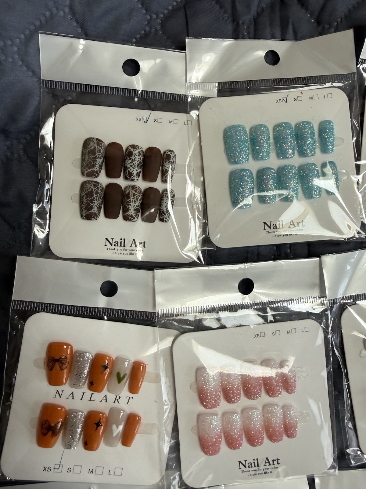 21 Sets Press On Nails Lot Mixed Designs Glitter French Leopard Handmade W/ Kits