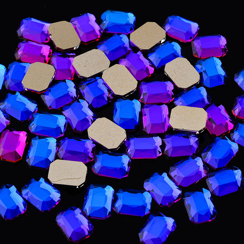 20pcs 6x8mm Nail Art Shaped Rectangular Flat Bottom Glass Rhinestone