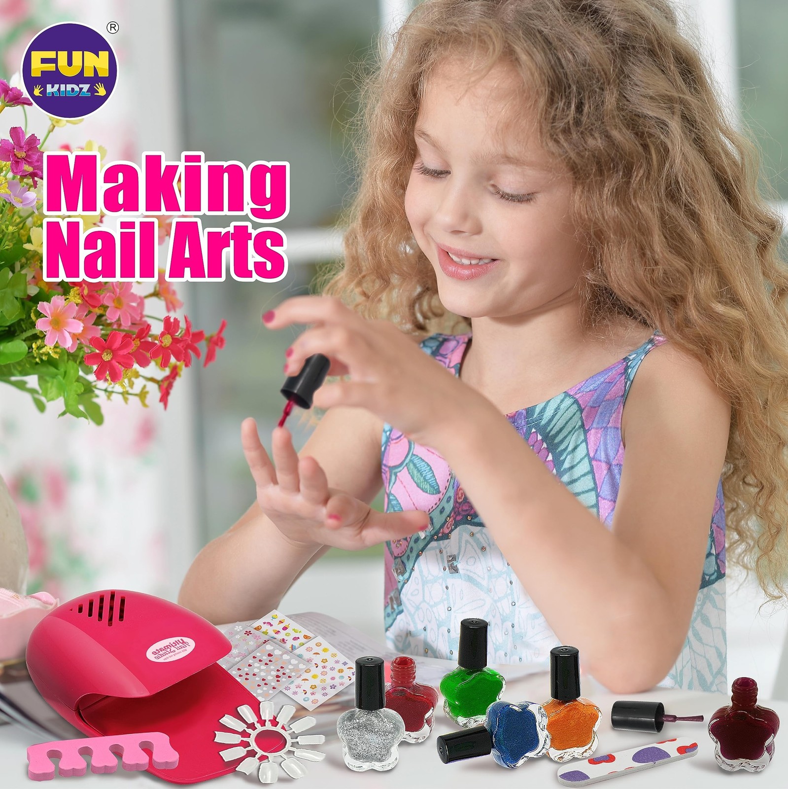 Kid Nail Art Kit for Girls, FunKidz Nail Studio Kits Size 17.91Wx12.4L with P…