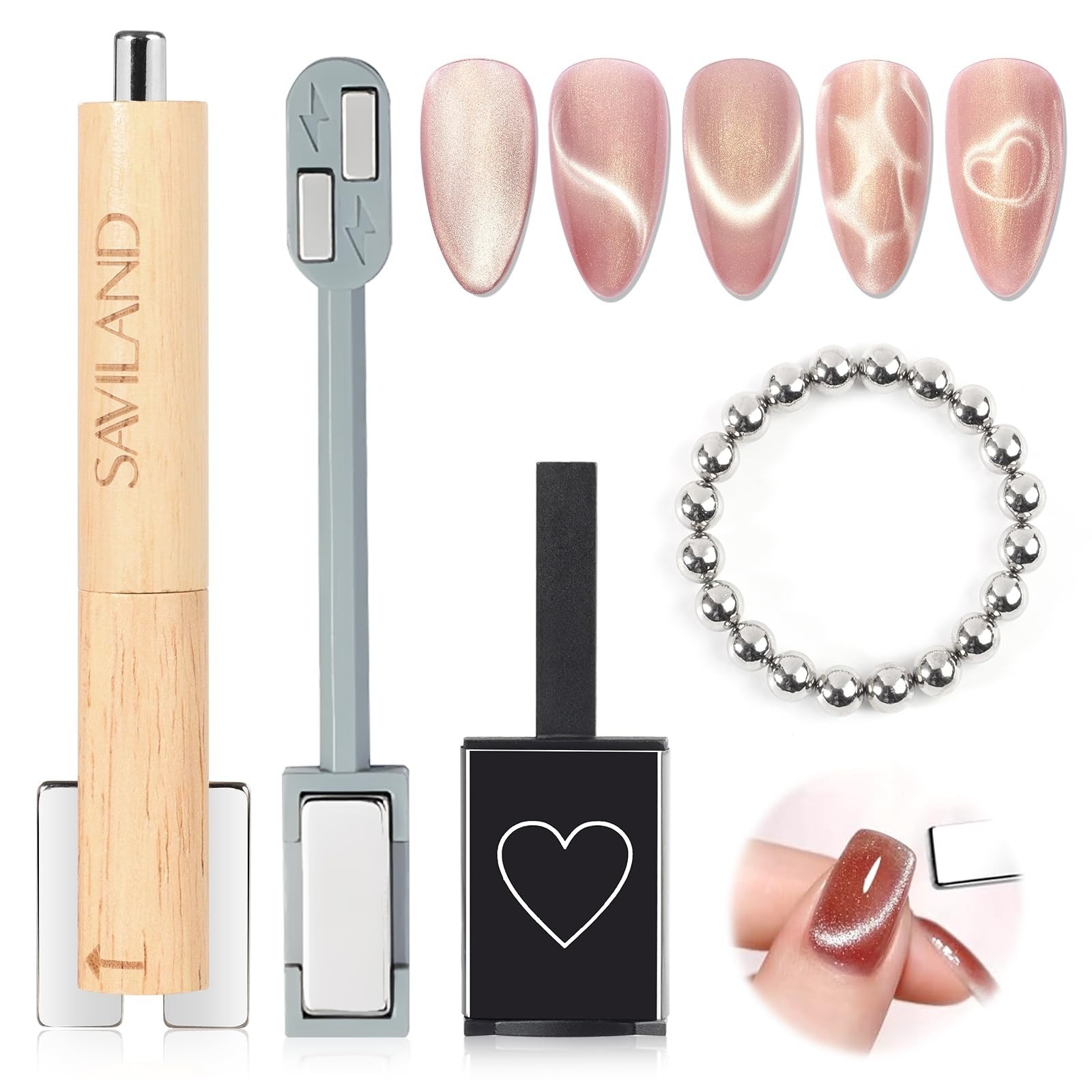 SAVILAND Cat Eye Nail Magnet Set 2024 – 5 in 1 Magnetic Tool