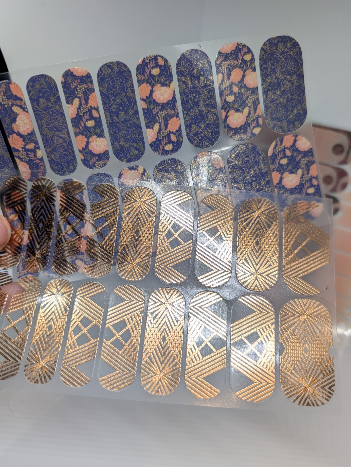 Jamberry Nail Wraps Full Sheets – Copper Gold Blush Floral Mood Lot of 5