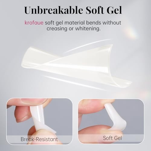 Natural Acrylic Nail Tips Square – 600PCS Half Cover Coffin Natural Coffin