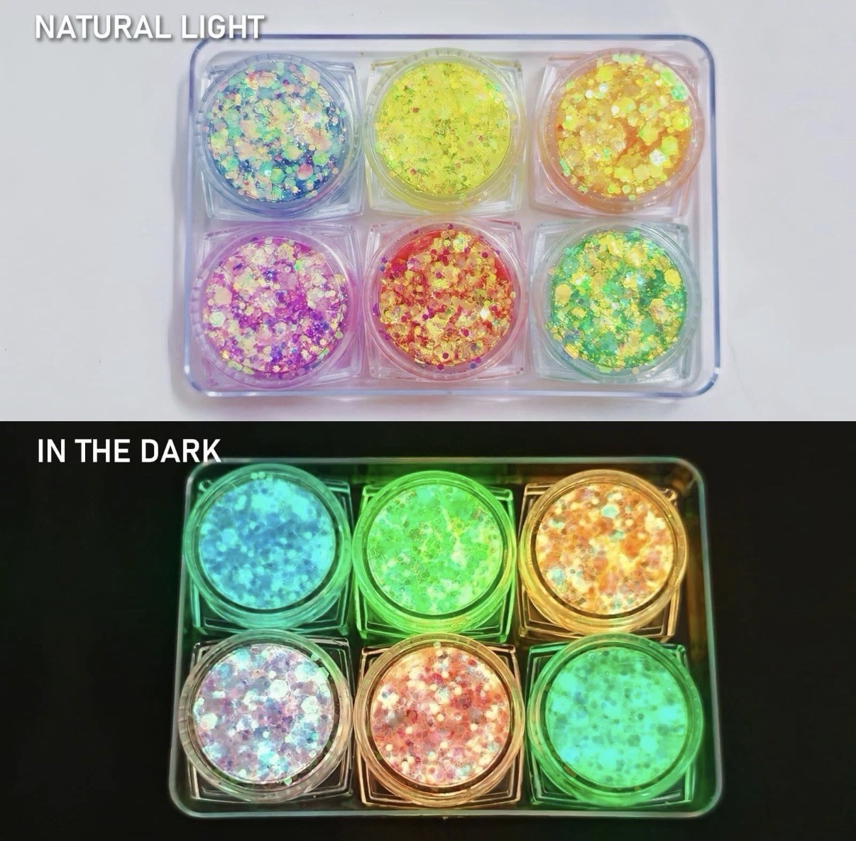 Glow in the Dark Body Glitter Gel – 6 Color Rave Accessories for Festivals