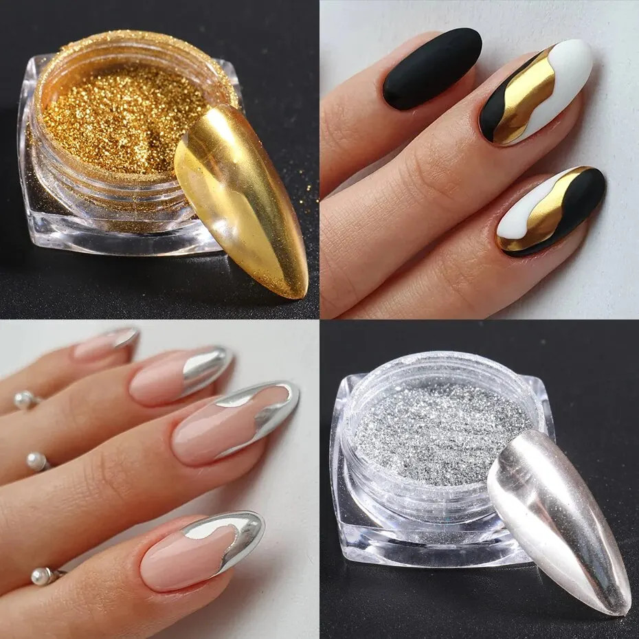 23 Colors Metallic Chrome Nail Powder Set Y2K Magic Mirror Gold Silver Decor