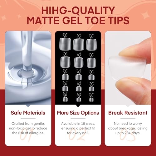 Square Toe Nail Tips: Full Cover Big Wide Matte Fake Toe Toe Nail Tips 360pcs
