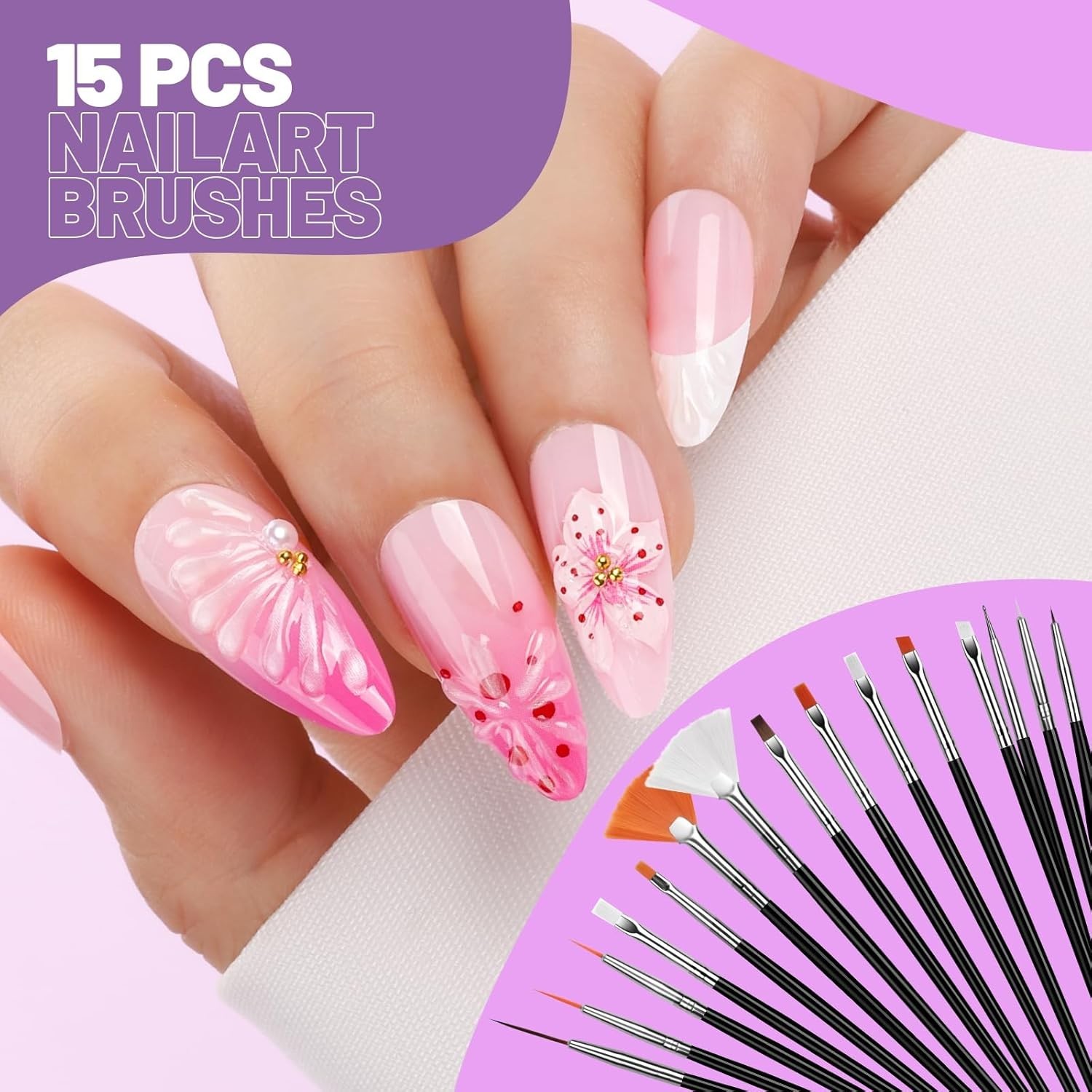 Nail Art Tools Set, 23 Pcs Nail Art Brushes, 5 Pcs Nail Dotting Tool, 2 Set o…
