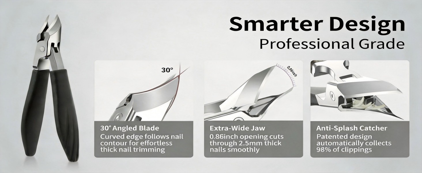 Nail Clippers Set for Seniors Thick Toenails, Ingrown 30° Slanted Eagle-Beak
