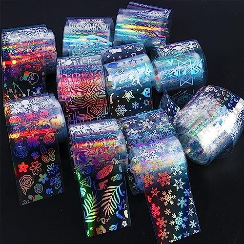 20 Roll Nail Foil Transfer Sticker Kit – Black, White, Lace, Flower &