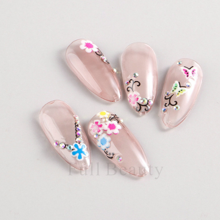 10 Sheets 3D Daisy Flower Butterfly Nail Art Stickers Charms Decoration Manicure