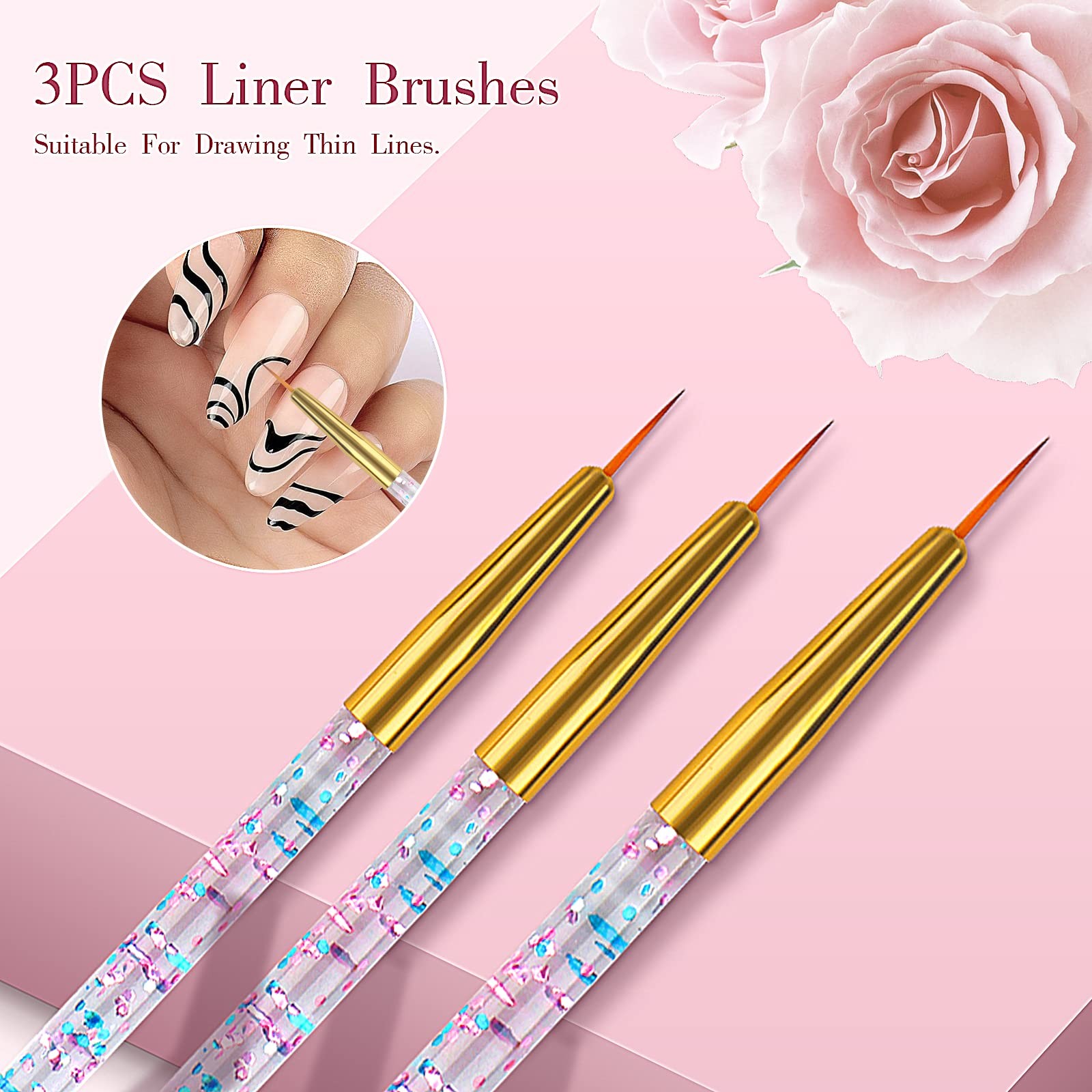 32pcs Nail Art Brushes, Acrylic Brush, Liner Dotting Tools For Beginners