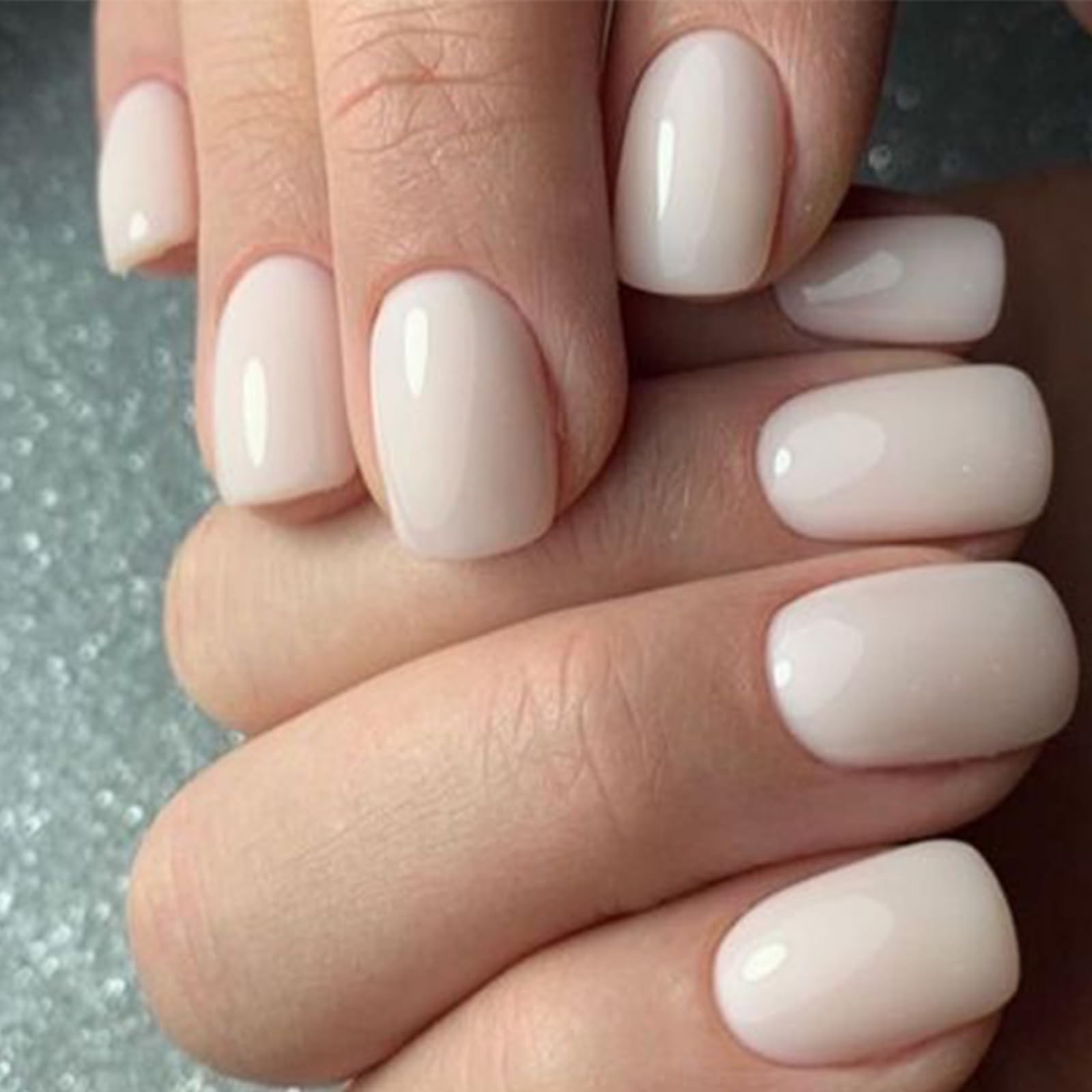 White Press on Nails, Short Square Fake Nails, Reusable Nail Kit with Nail Gl…