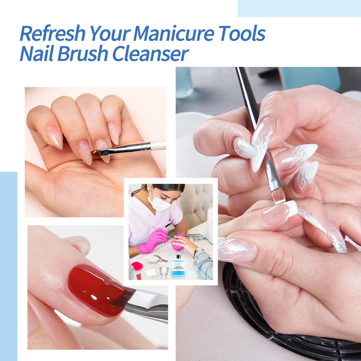 Nail Brush Cleaning Solution – 40ml Art Cleaner for Manicure 1SET