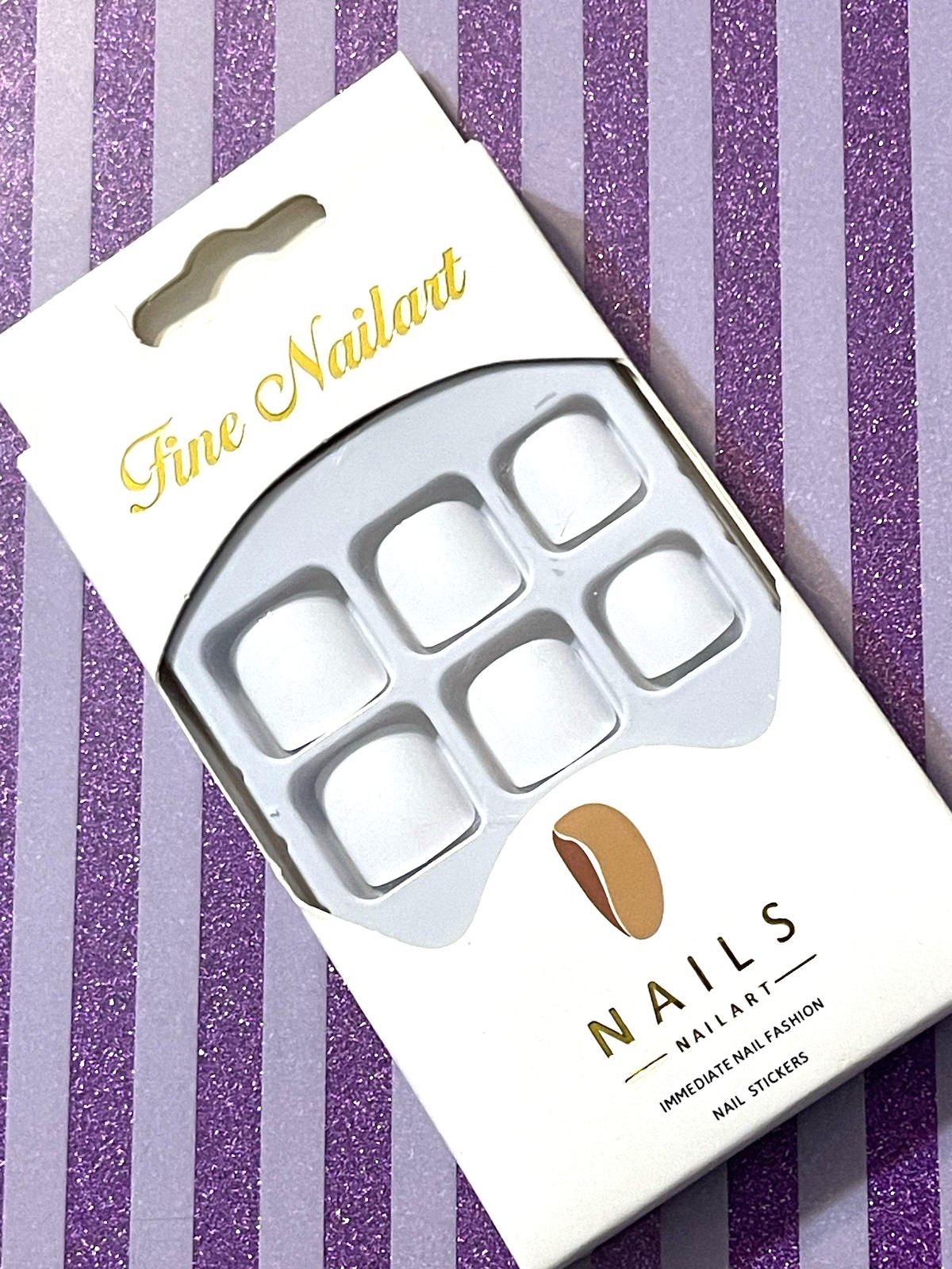 Fine Nailart Immediate Nail Fashion WHITE Toes Press On Pedicure No Glue Inc.