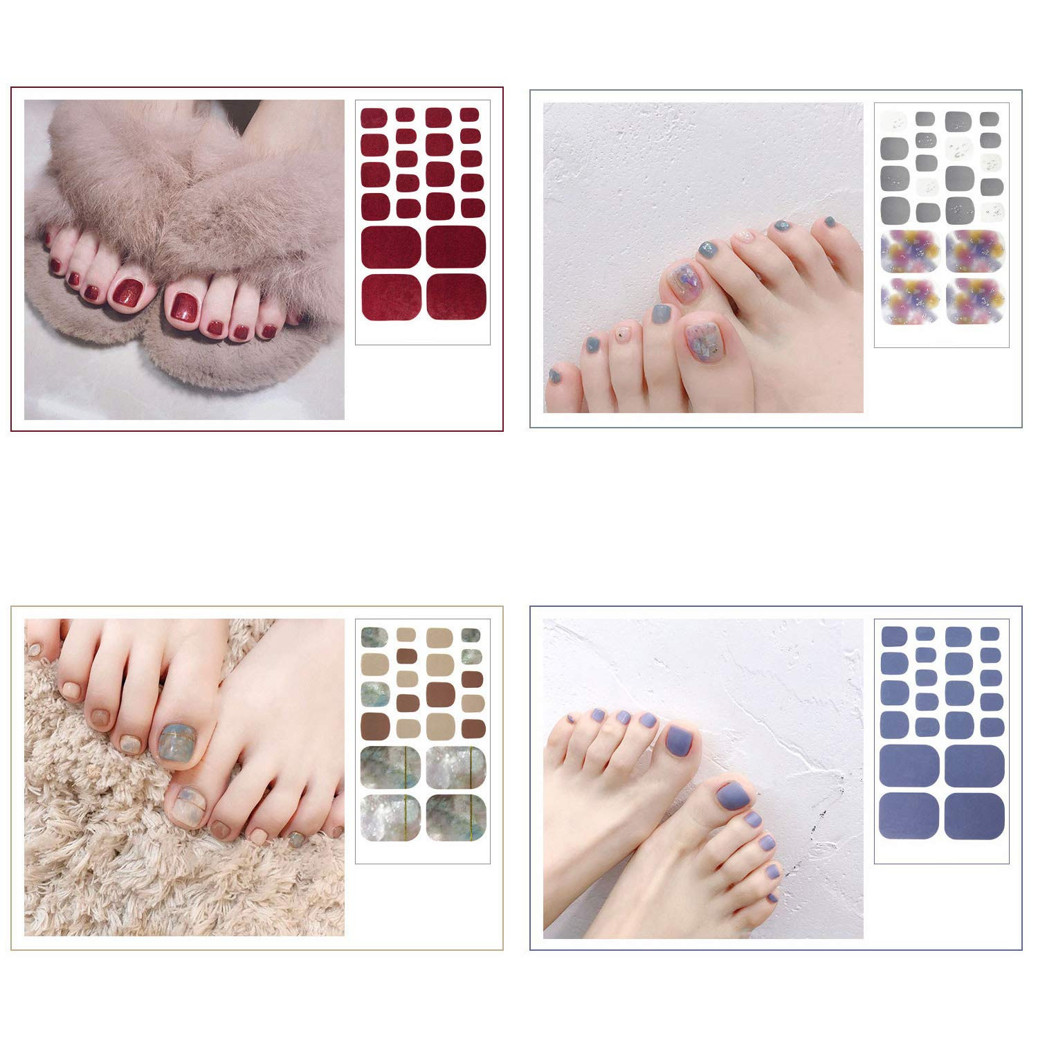 20 Sheets Adhesive Toenail Polish Wraps Stickers Flower Marbling Toe Nail Strips
