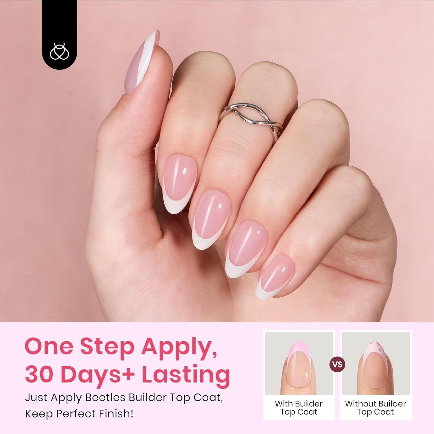 Beetles All-in-One Gel Nail Kit: 224 French Almond Press On Nails & Mini Lamp