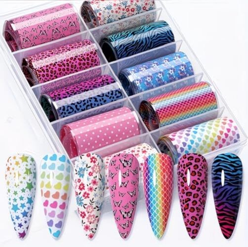 Candy Rainbow Nail Foils Transfer Nail Art Flower Nail Stickers Spring Q4