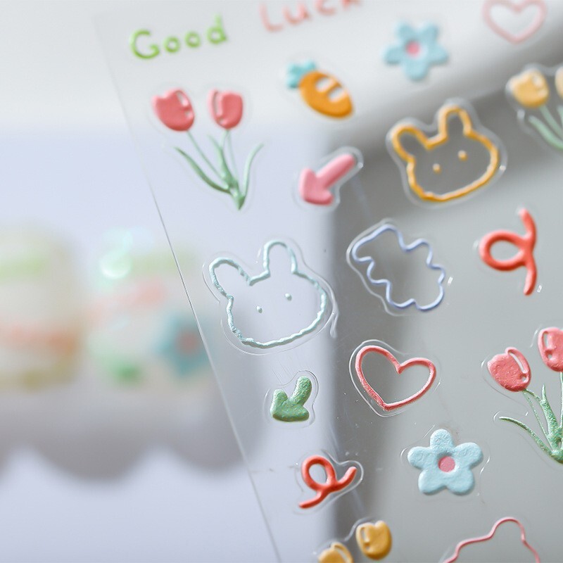 5D Graffiti Nail Decal, Tulip Nail Stickers, Ribbit Embossing Nail Art (73)