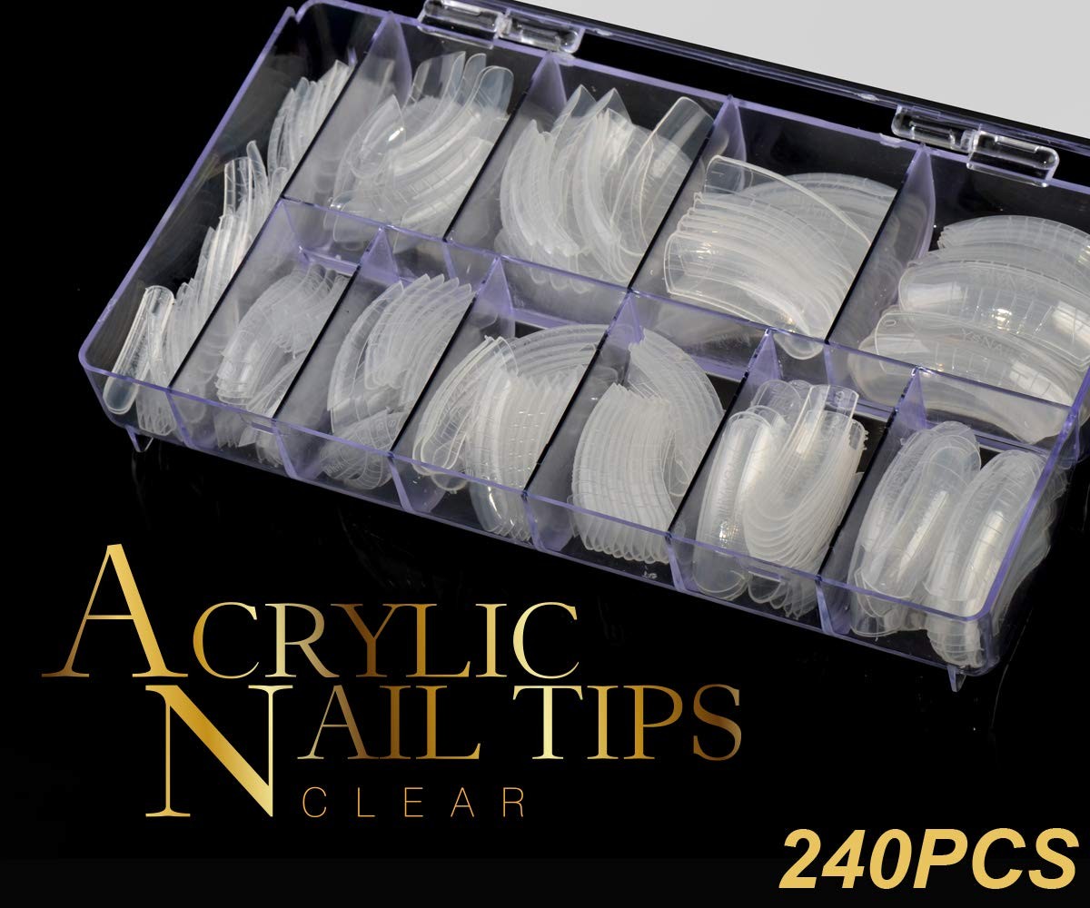 240PCS Dual Forms Nail Mold for Poly gel UV Gel 1 Count (Pack of 240), Clear