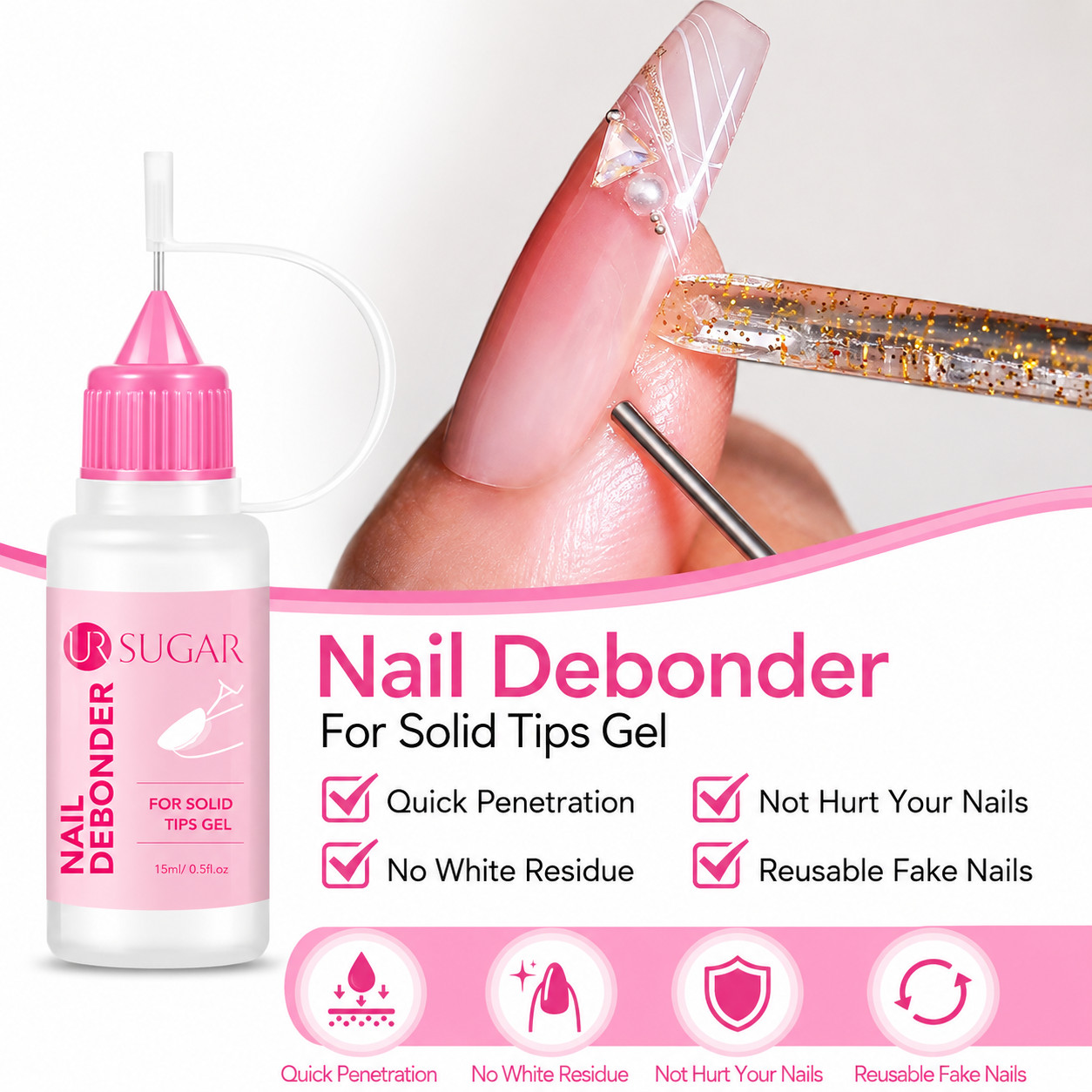 15ml Nail Glue Remover for Press On Nails Gel X Soft Gel Tips Adhesive Remover