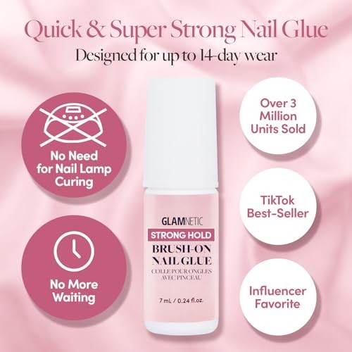 Glamnetic Super Strong Brush On Nail Glue | Mess Free, Long-Lasting, Vegan