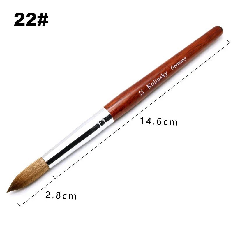 Acrylic Nail Brush Kolinsky Sable Hair Liquid Powder Crystal Pink Metal Handle