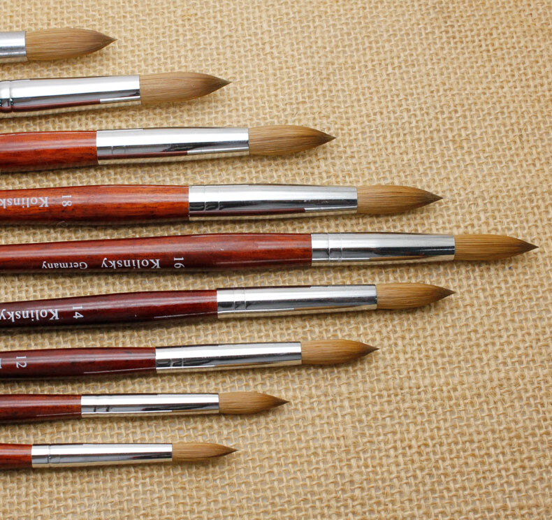 Kolinsky Acrylic Round Wood Handle Acrylic Nail Art CHOOSE SIZE Best Brush