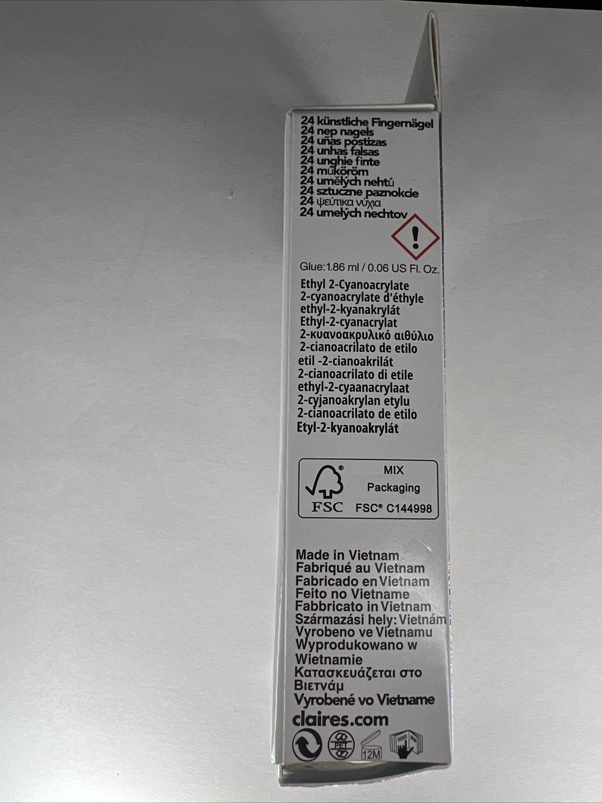 24pc Claire’s Fake False Press On Glue On Black Buff Color Marble Brown Nails