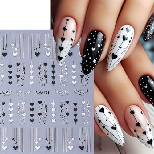 Valentine’s Day Nail Art Stickers Decals 3D Self mini heart french line