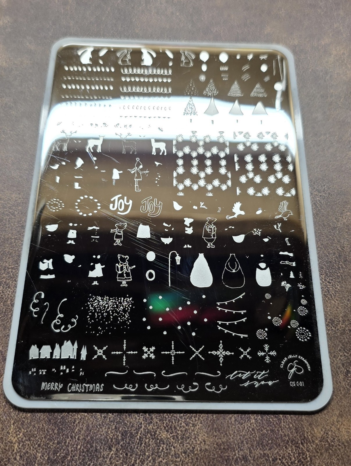 Clear Jelly Stamper Layered Nail Plate CJS C-31 CJSC-31 Christmas Happy Holiday