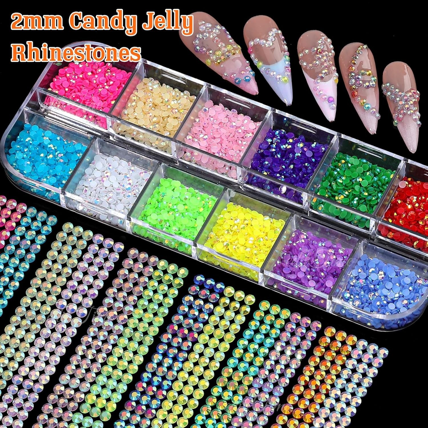 20000pcs 2mm Sparkling Crystal Nail Rhinestones Kit with Tools for Glamorous Art