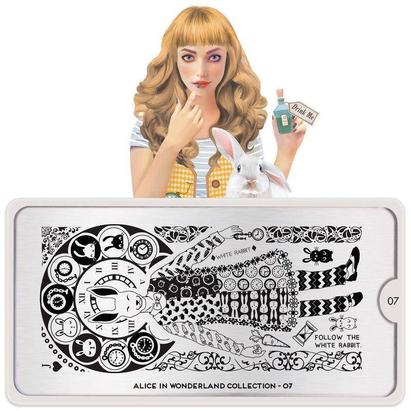 MoYou London Alice In Wonderland Collection 07 Nail Stamp Plate Rabbit Clock