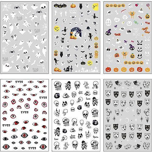 6 Sheets Glow in The Dark Halloween Nail 6 Sheets, Halloween Glow in the Dark