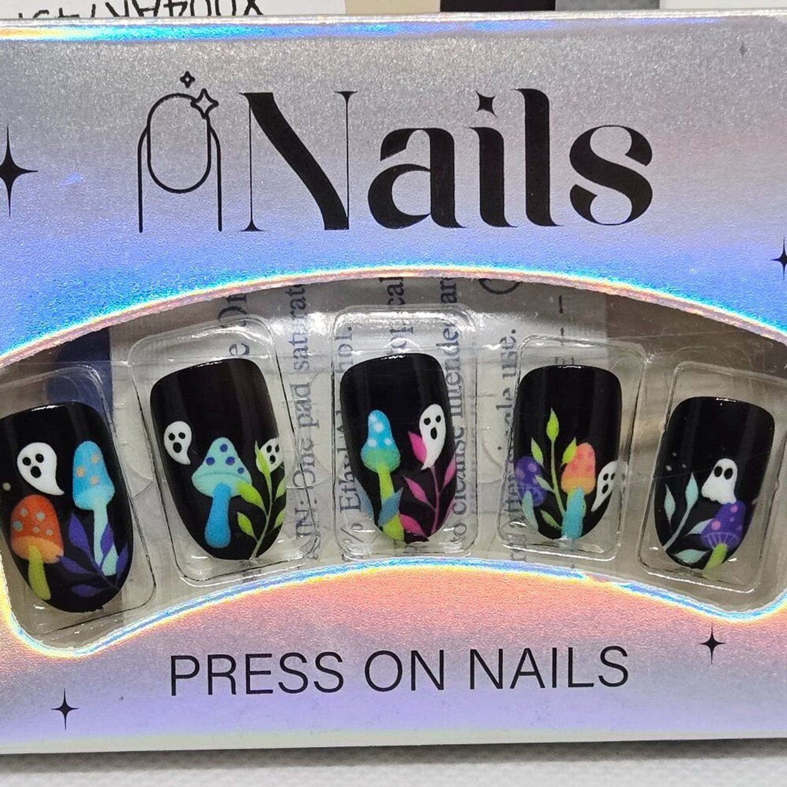 NIB SET OF 3 HALLOWEEN DECOR/PARTY PRESS ON NAILS, GHOSTS, PUMPKINS, 72 TOTAL