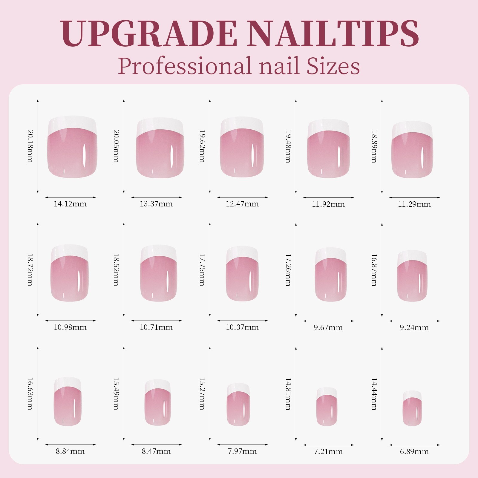 135Pcs Press on Nails French Shape Fake Nai Art Tips Manicure Set 15 Sizes