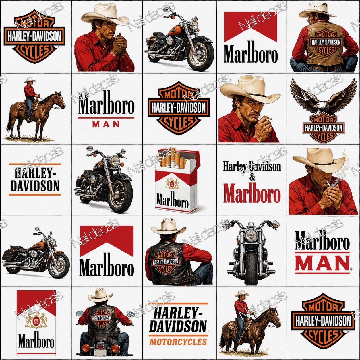Motorcycle Man Nail Decals Clear Waterslide Transfer Set of 50 +instructions