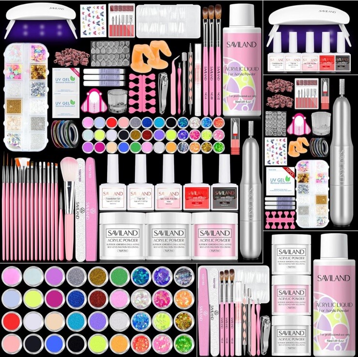 SAVILAND Acrylic Nail Kit Professional 100%Vegan, Cruelty Free. With Tips