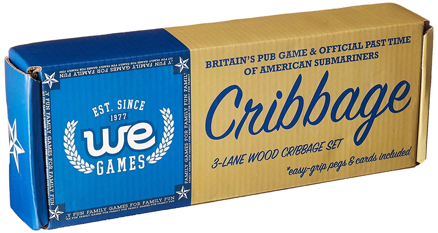 WE Games 3 Player Wood Cribbage Set – Easy 10 x 3.5 x 1.5 inches, Black Stain