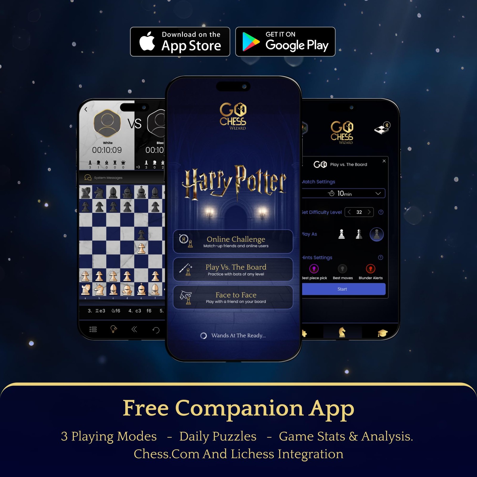 Harry Potter Electronic Chess Board Game. Standard (35mm x 35mm square size)