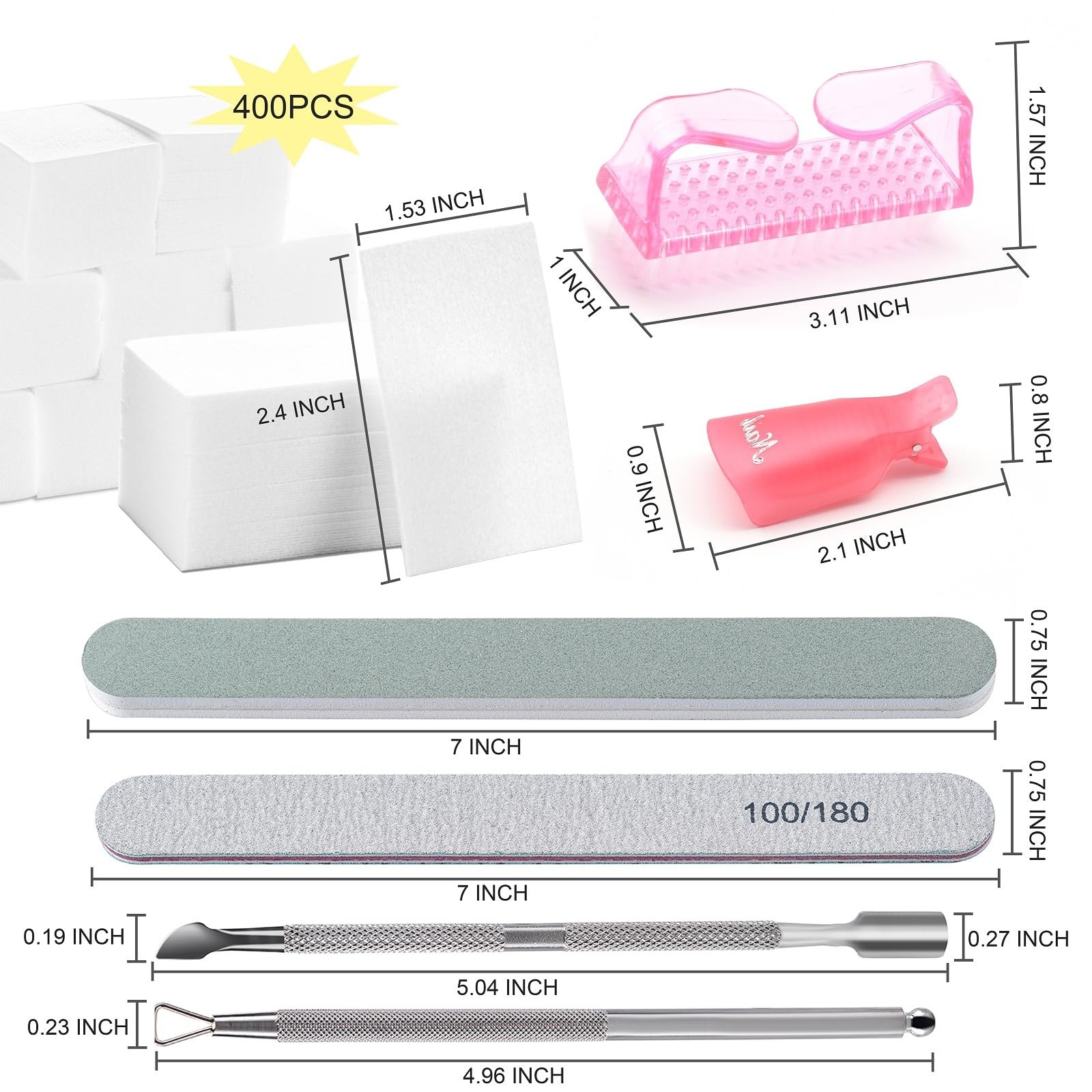 Gel Nail Polish Remover Tools Kit, with 10 Pcs Clips, 400 Lint Pink