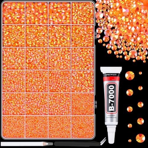Flatback Rhinestones 25000Pcs Orange AB 2-6mm Mixed Resin Nail Art Gems