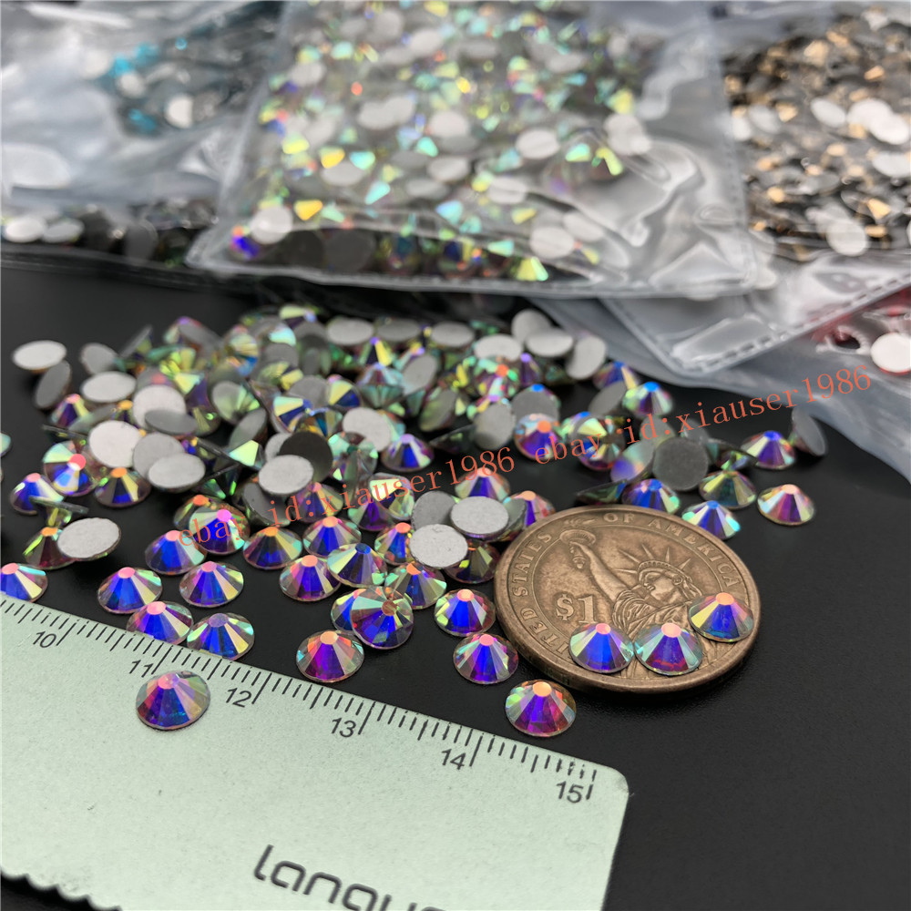 Top quality 1440pcs Crystal AB Rhinestones Flat Back Gems 3D Nail Art Decoration