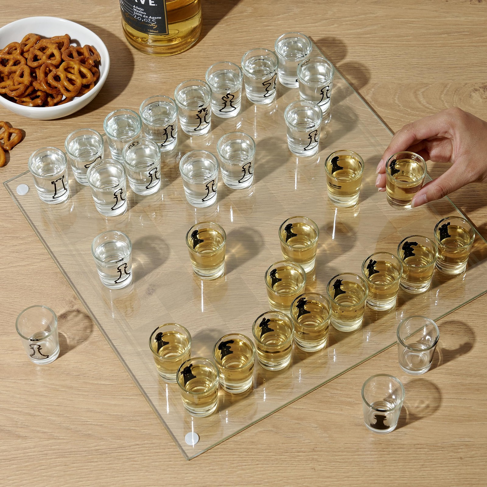 True Shot Glass Chess Game, Board with 13.75″, Clear