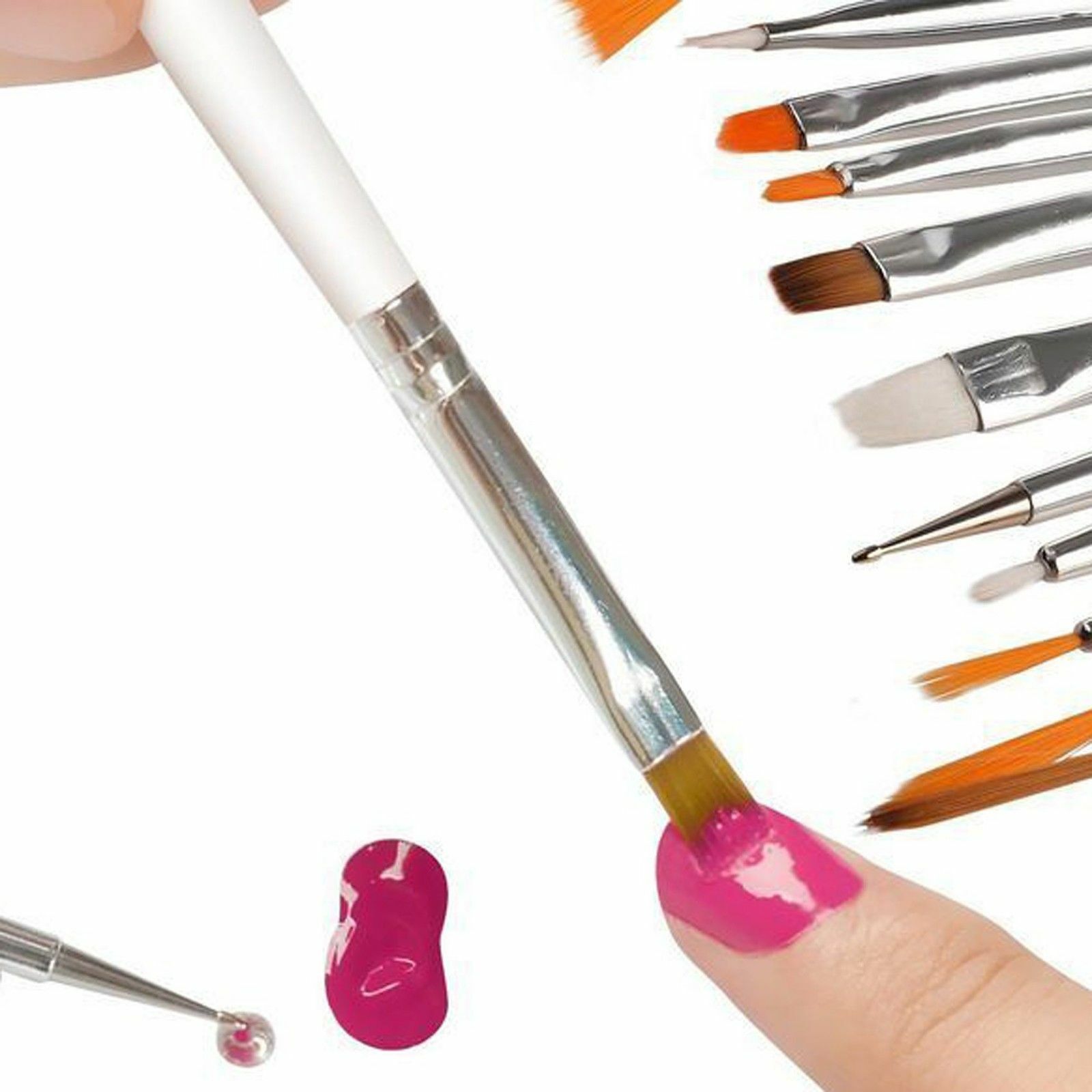 20PCS UV Gel Nail Art Design Set Dotting Painting Drawing Polish Brush Pen Tools